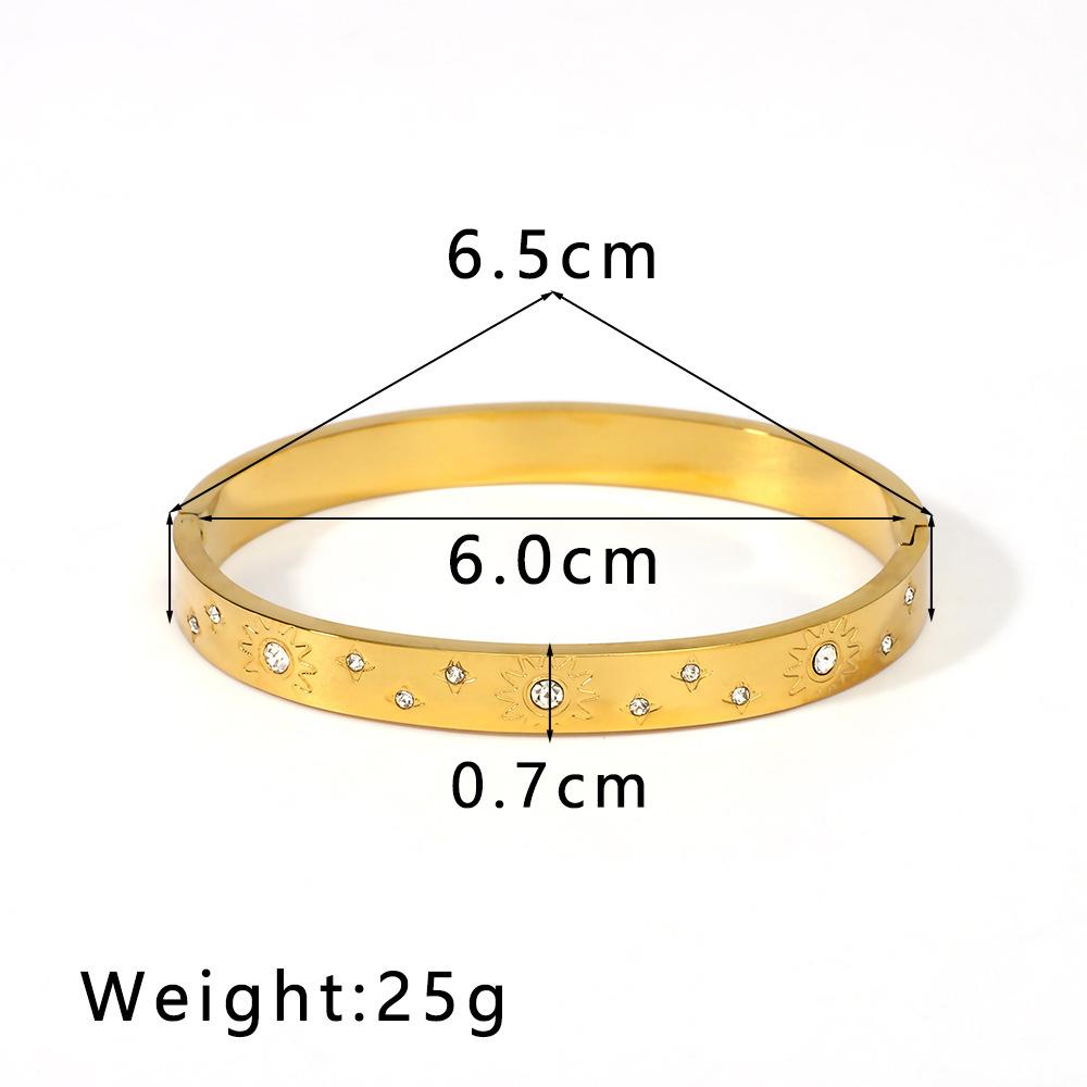 6mm Stainless Steel Zirconia Charm Bangle For Women Gold Color Rhinestone Bracelets
