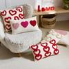 1pc Valentines Lumbar Gift Pillow Case Embroidery Heart Love Throw Cushion Case for Home Bedroom Sofa Couch Wedding Decoration