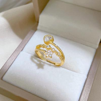 Geometric Zircon Ring for Women 2024 New Fashion Golden Jewelry Wedding Party Accessories