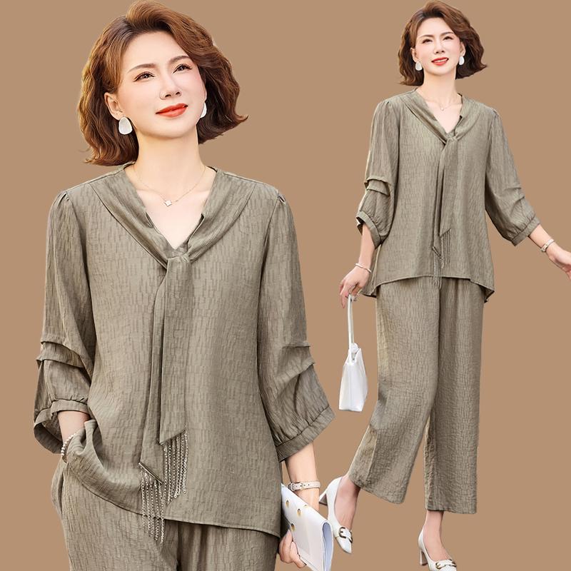 

Elegant Summer Two-Piece Suit for Middle-Aged & Elderly Women - 2026 Collection 4XL ~155 lbs