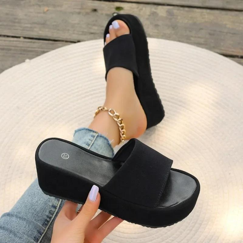 Fashion Ladies Shoes on Offer 2025 Hot Sale Basic Casual Slippers Women Fashion Plus Size Summer Women's Peep Toe Platform Wedge Sandals