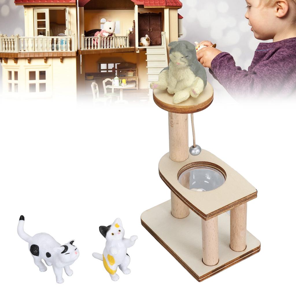 ZK30 Katzenfigur Katzenklettergerüst Katzenmodelle DIY-Montage Kratzbaum Interaktives Puppenhaus Spielzeug für Katzenliebhaber Transparente Abdeckung