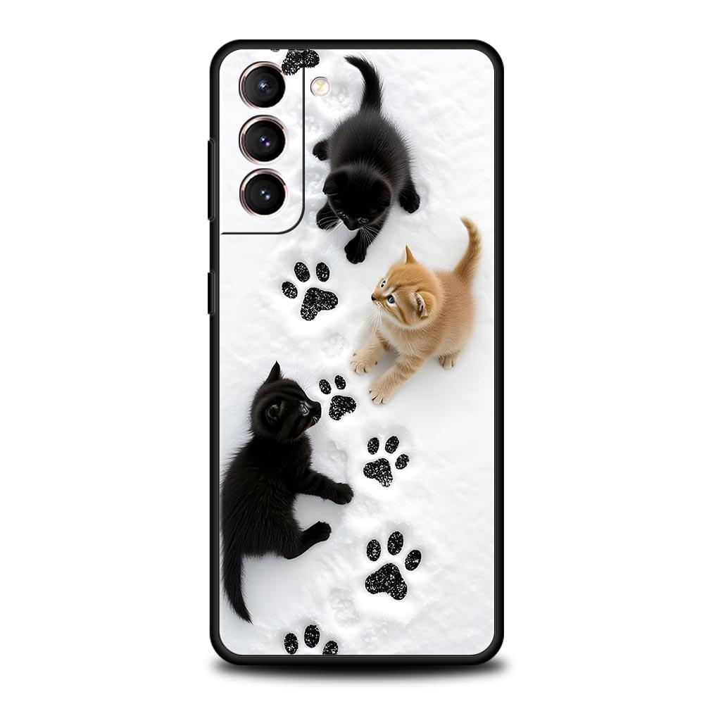 Cute Cat Phone Case Cover for Samsung Galaxy S26 S25 S24 S23 S22 S20 S21 FE Ultra S25 Edge Plus 5G Soft TPU Shell Fundas Capas