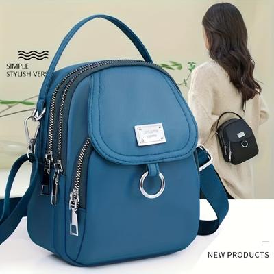 Chic Women's Crossbody Phone Bag - Secure Zip & Card Slots, Solid Color, Lightweight, Polyester-Lined