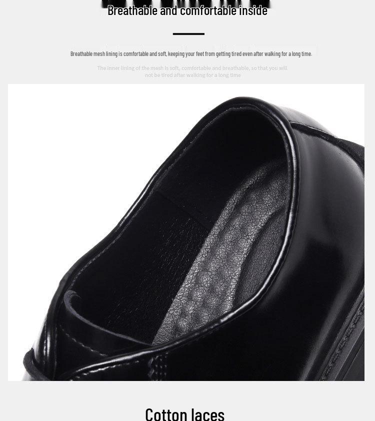 2025 Spring Youth Round Toe Low Heel Lace-up Casual Leather Work Shoes