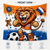 Flat Print Netherlands Flag Soccer Tapestry  World Championship Cartoon Lion Mascot Wall Hanging For Sports Fan Gift