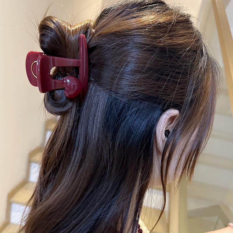 Korean Angora Red Heart Women's Medium Shark Claw Hair Clip