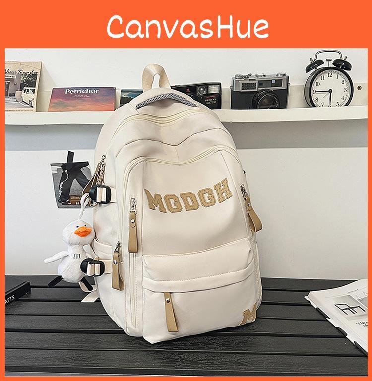 Large Capacity Student Backpack With Letter Embroidery Design For Daily School