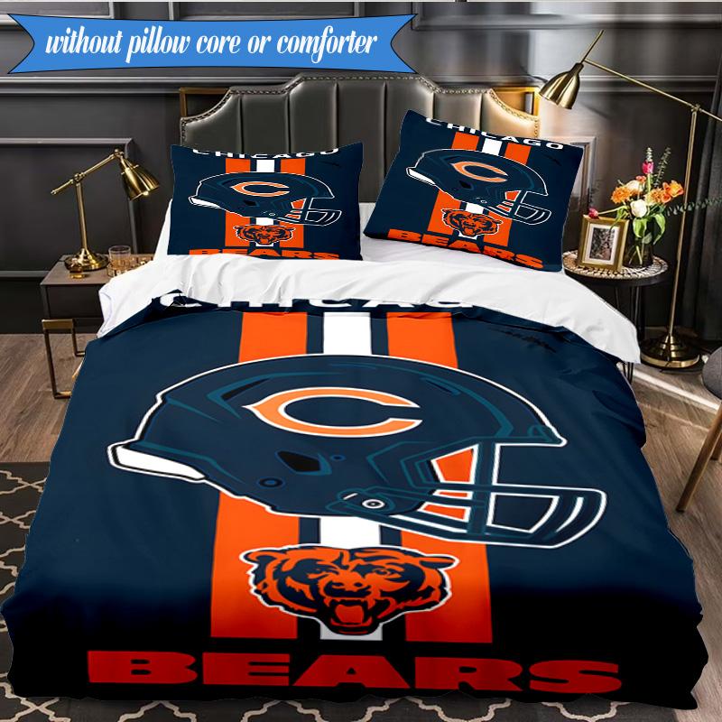 Chicago Bears  3pcs Bedding,Including 1pc Duvet Cover And 2pcs Pillowcases Perfect for Christmas,Ideal for Bedroom, Dormitory