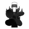4 Leaf Fireplace Fan with Magnetic Temperature Gauge Heat Powered Air Circulating Fan for Home Wood