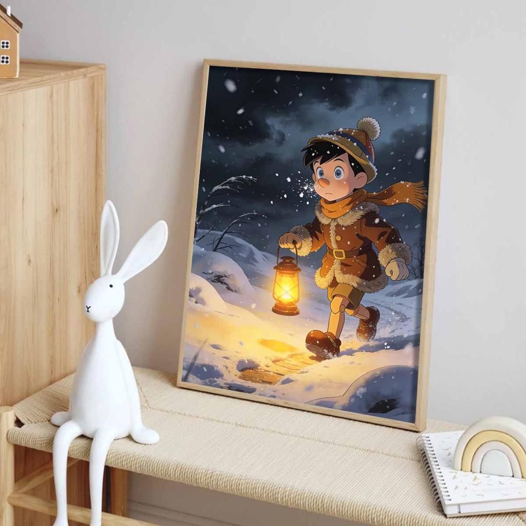 Disney Themed Diamond Painting Kit Handmade diy5D Home Decoration giftPinocchio Winter Snow Lantern Scene Art Craft Collectible