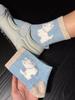 Autumn And Winter Brown Flocked Wool Medium Tube Socks Cute Color Matching Cartoon Dog Thickened Warm Stacking Socks Calf Socks