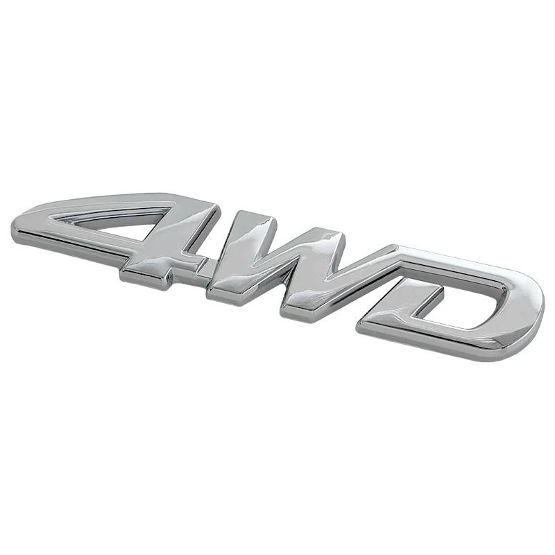 3D Metal 4WD Logo Letters Universal Car Emblem Badge Decal Sticker For Hyundai Jeep Suzuki KIA Toyota Hodna Styling Accessories