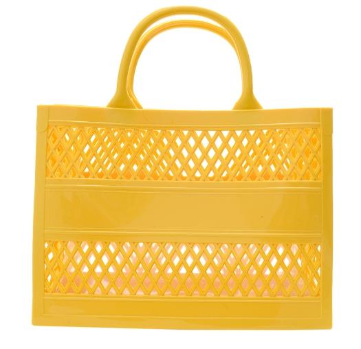 2025 Summer New Shopping Basket Handheld PVC Bag Jelly Bag Large Capacity Basket Storage Basket Candy Color Hollow