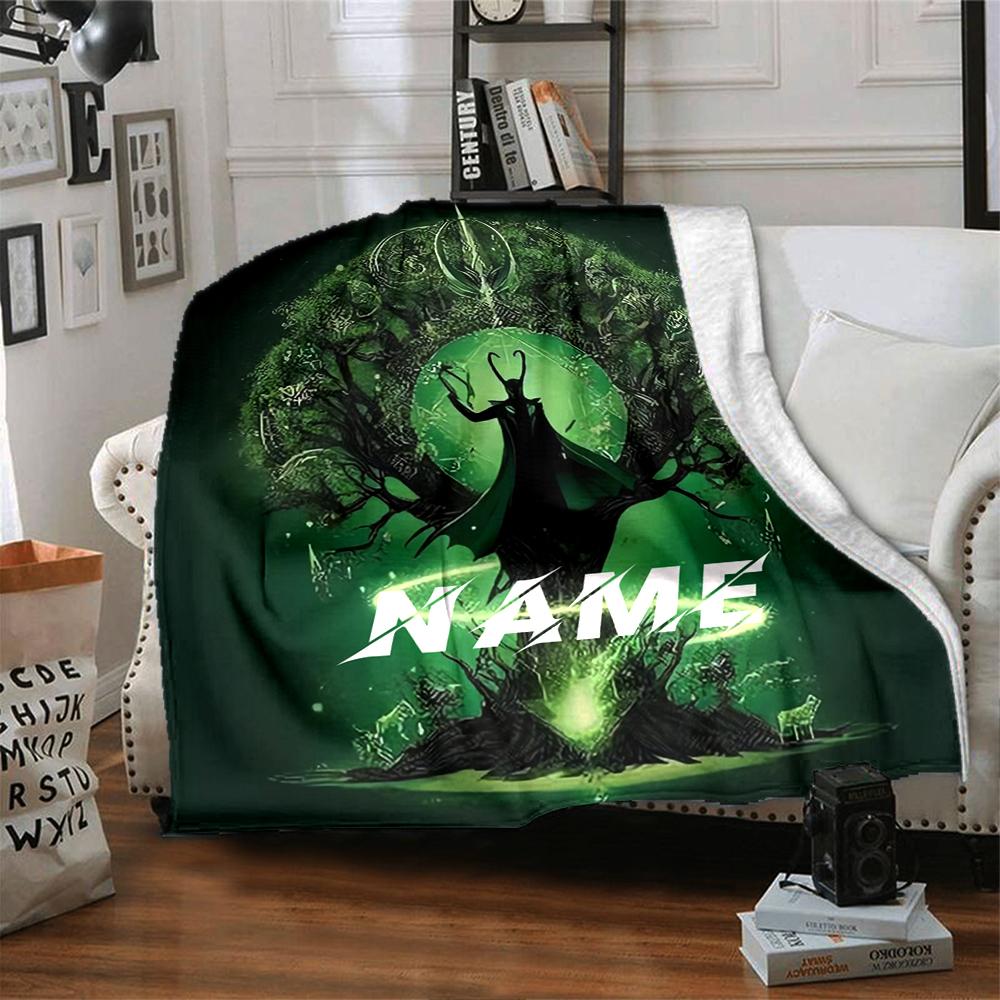 Custom Name Green Forest Fantasy blanket for Couch & Bed, Plush Cozy Fuzzy Blanket Super Soft & Warm Blankets for Fall and Winter. 09085