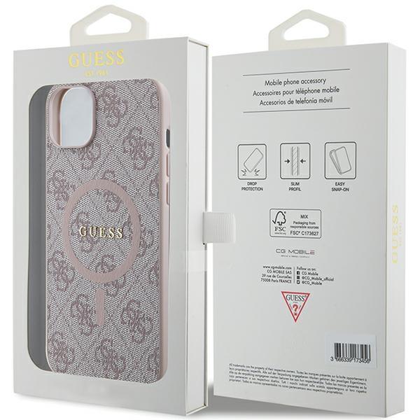 Guess Guhmp15Mg4Gfrp Iphone 15 Plus / 14 Plus 6.7 Różowy/Pink Hardcase 4G Collection Leather Metal Logo Magsafe