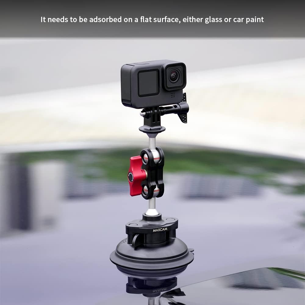 MAXCAM Aluminum Alloy Suction Cup PRO Compatible for GoPro HERO13/HERO12/HERO11/HERO10/HERO9/HERO8 Black