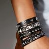 Men's Multilayer Punk Skull Bracelet - Hip-Hop Rivet & Motorcycle Style