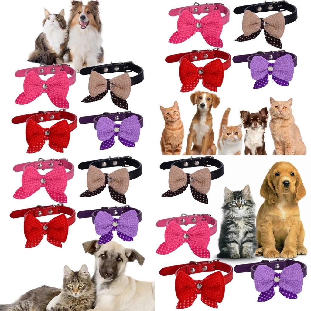 Unique Bowtie Pet Collar For Cats And Dogs Featuring Vibrant Colors And Adjustable Fit