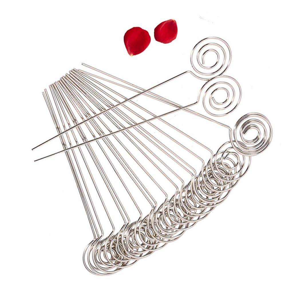50 x Silver Round Wires Photo Card Picture Memo Paper Note Display Clip Holders Round Shape