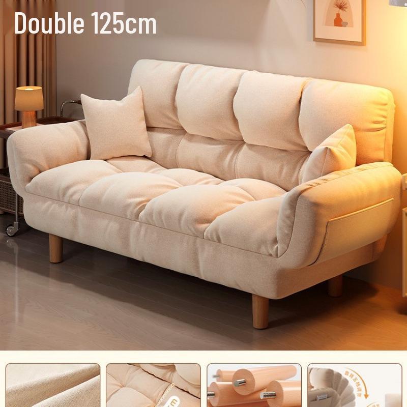 Compact Folding Sleep Sofa for Small Apartments - Double Bed and Reclining Backrest for Bedroom or Rental Homes