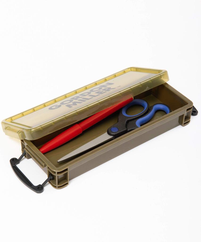 GORDON MILLER Storage Box L Size x H32 x Locking Lid with Lid Pen Case Pencil Case Fishing Tackle OD Olive Drab Khaki 31338 (W200 D78)