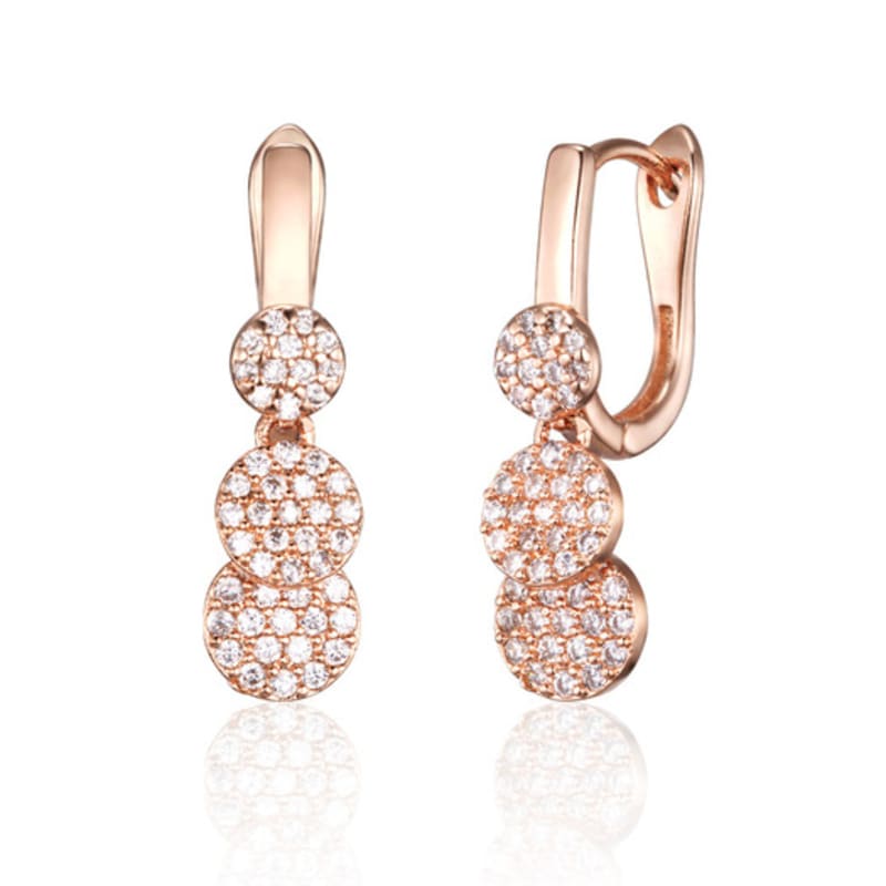 CRANNE 14K GF Runde Stein-Tropfen One-Touch Ohrringe C24EGF206