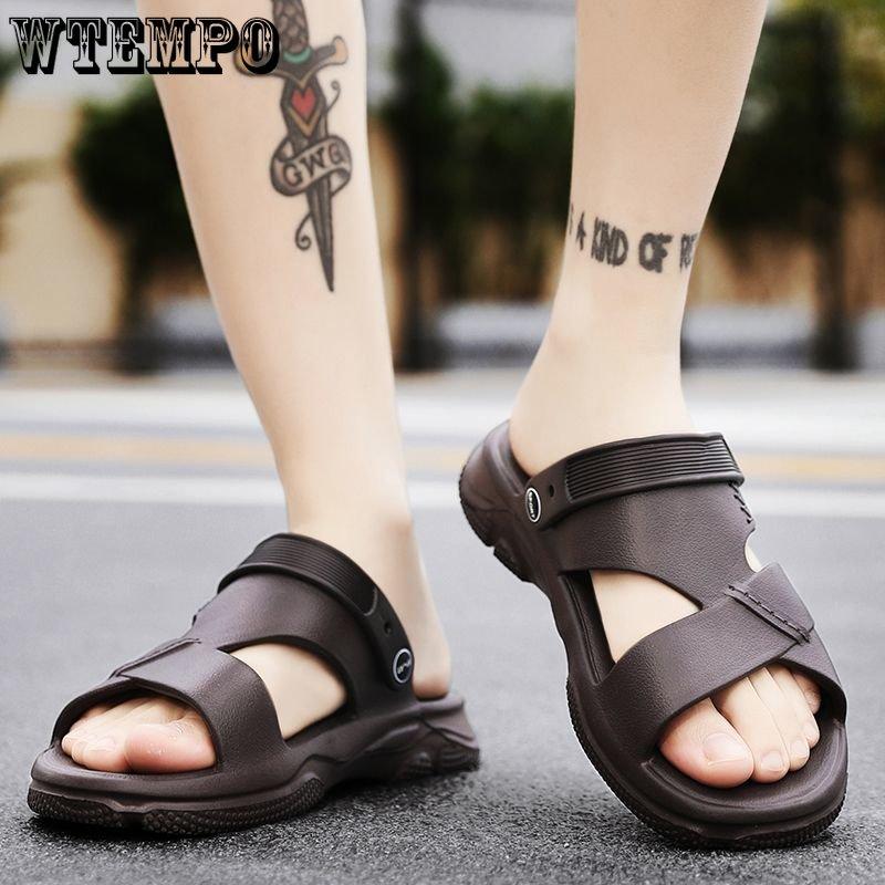 WTEMPO Herre Sommersandaler Tykk Bunn Hul Myk Bunn Slides Utendørs Strandsko Innendørs Tøfler Sklisikre Tursko