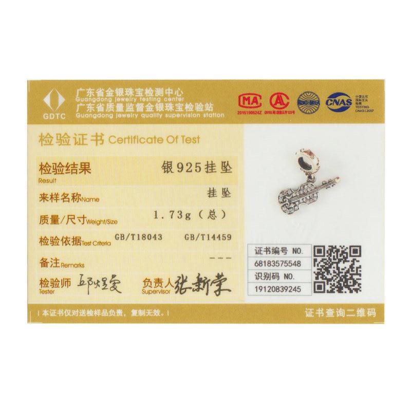 BAMOER New Collection 925 Sterling Silver Violin Shape Clear CZ Charms Beads Fit Original Bracelet
