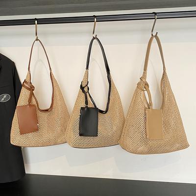 Neue Damen Handgehaltene Gewebte Tasche Damenmode Seaside Strandurlaub Schultertasche