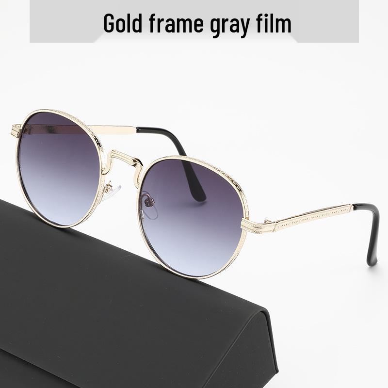 Корейские солнцезащитные очки с овальной оправой: Женские Высококлассные, Ретро Уличный Стиль с Маленькой Металлической Оправой