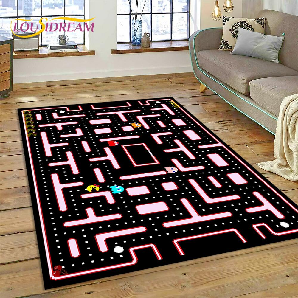 3D Retro Pakkuman Classics Game Carpet Rug for Bedroom Living Room Home Sofa Decoration,Children Game Large Decor Floor Mat Gift