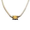 Arc De Triomphe Detachable Square Plate Necklace with Diamond Pearl Pendant