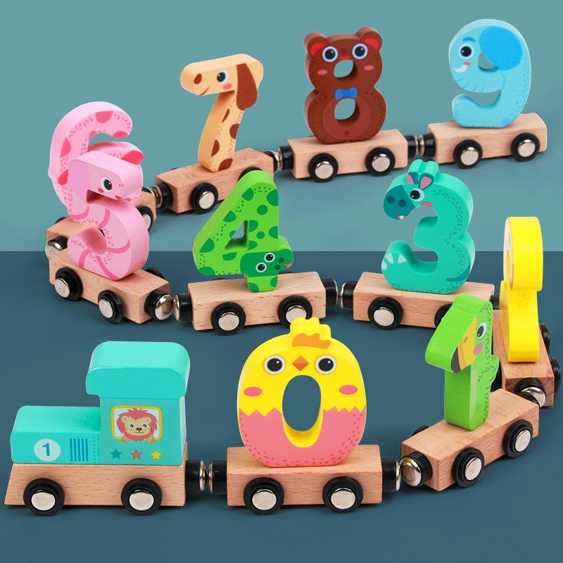 Magnetic Number Train Blocks: Colorful Wooden Educational Toy for Early Childhood