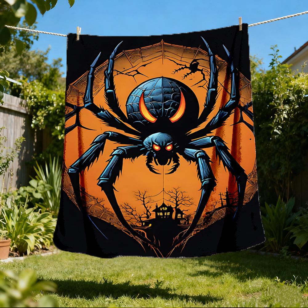1pc Spider Web Throw Blanket Polyester Fiber, Lightweight Flannel, Soft & Warm, All Season Use for Outdoor, Camping