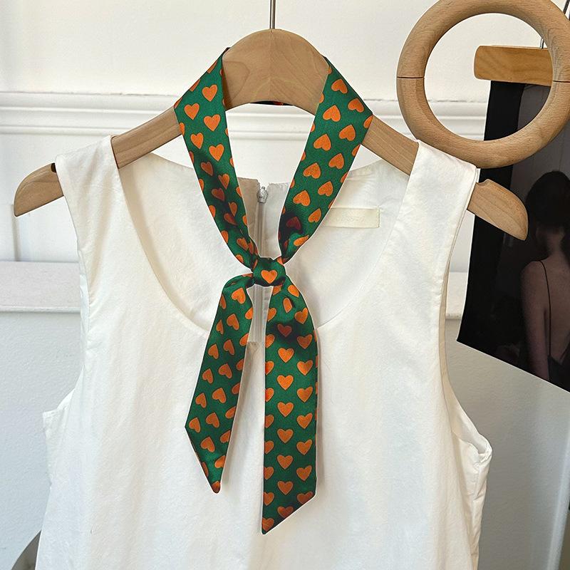 Langer Seidenschal, hochwertiger Halsschal, neuer multifunktionaler Seidenschal, Taschenumwicklung, Kopftuch, Stirnband, Haargummi.