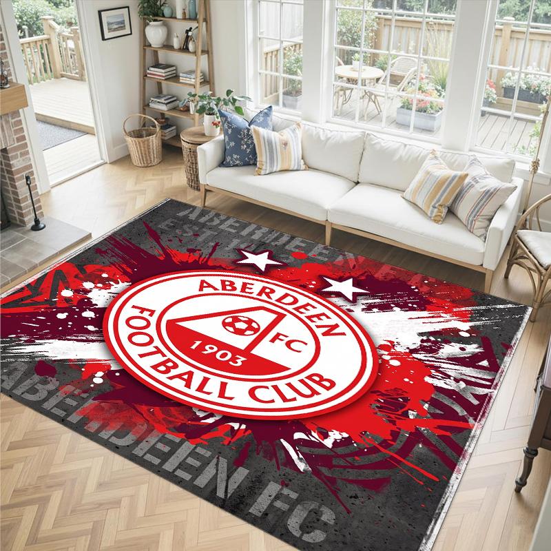 Aberdeen FC Design Crystal Velvet Carpet Cozy Non?Slip Printed Rug For Bedroom Living Room Entrance