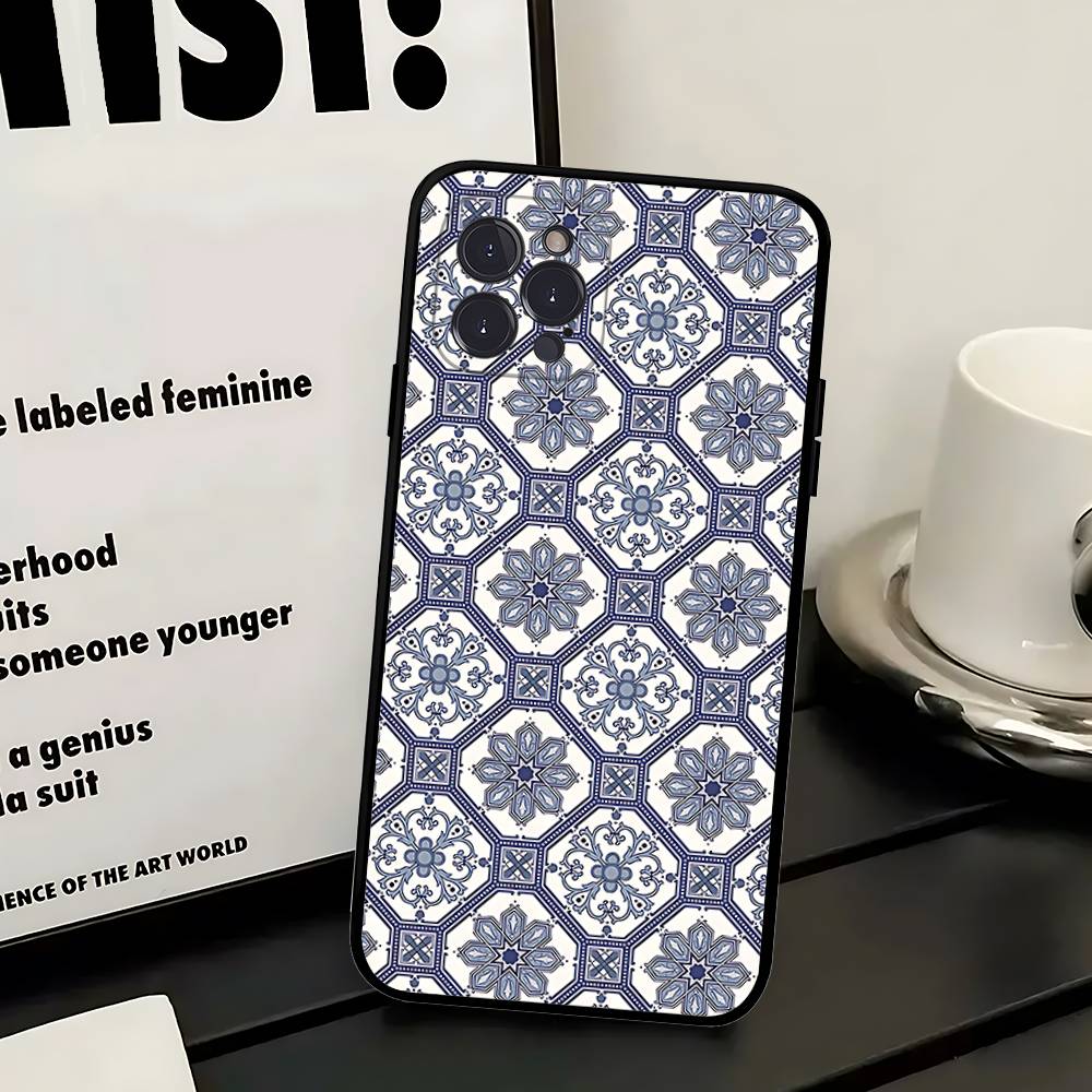 Portuguese Glazed Tiles Phone Case For IPhone 17 16 14 15 13 12 11 Pro Max Plus Silicone Soft Cover