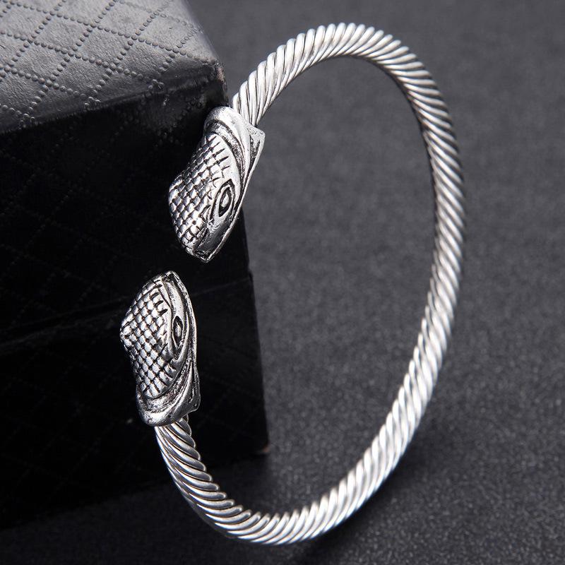 Stylish Retro Men's Auspicious Snake Open Bracelet