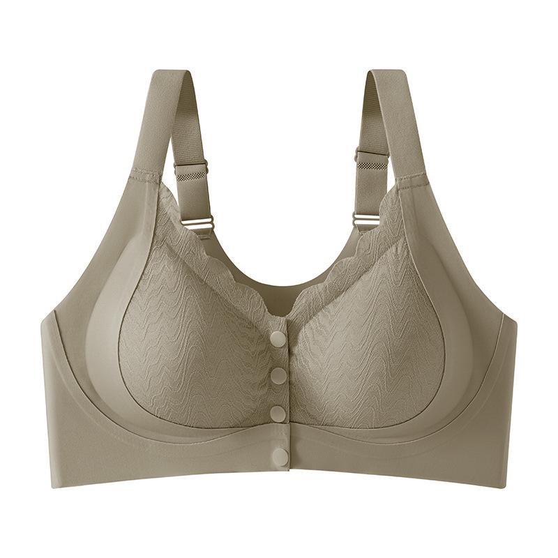 Plus-Size Women's Front-Buckle Nursing Bra: Seamless, Comfortable, for Middle-Aged & Elderly.