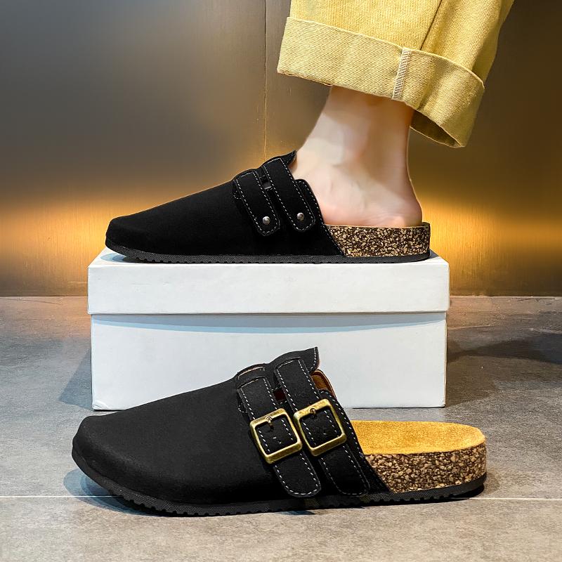 Fashion Suede Clogs for Women Men Mules Cork Footbed Sandals With Arch Support Fashion Nonslip Outdoor Beach Slippers Home Shoes