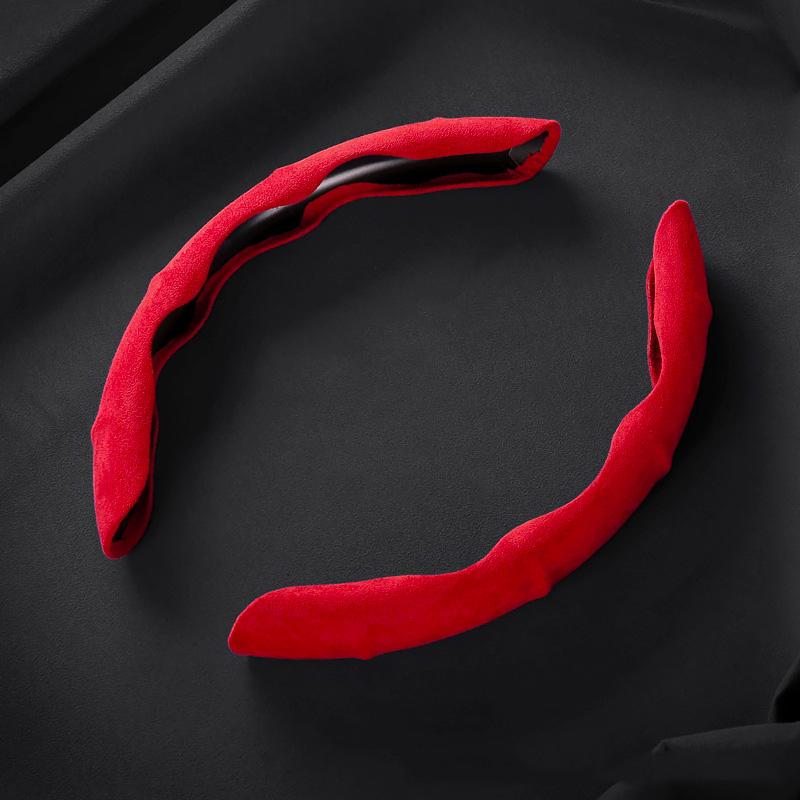 Suede Leather Steering Wheel Cover 38cm Car Steer Wheel Protector Textured Anti Slip Sweatproof Universal Decoration Accessories