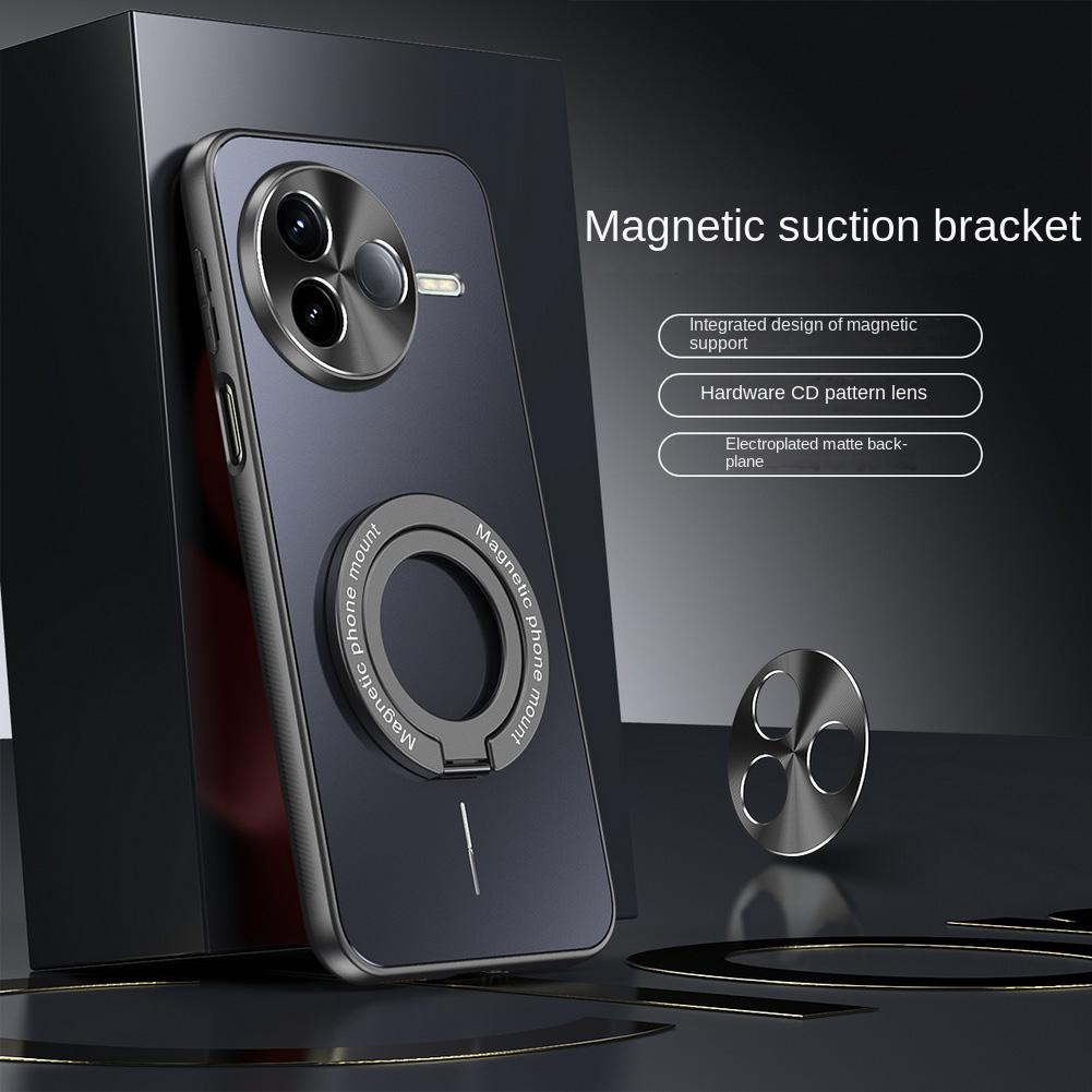 Electroplated Micro-matte Back Plate with Thin Magnetic Ring Case For Poco F7 Ultra POCO F7 Pro Camera Protect Cover