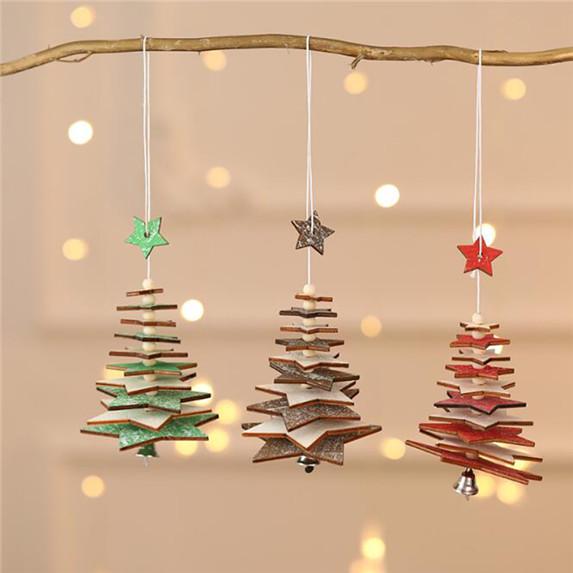 24Pcs de madera árbol de Navidad Ornamento Colgante Hazlo tú mismo regalo Navidad Colgantes Decoraciones