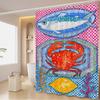 Colorful Sardine Lobster Fish Ocean Bathroom Curtain Classic Anime Fabric Shower Curtain With 12 Hooks Waterproof Bathroom Decor