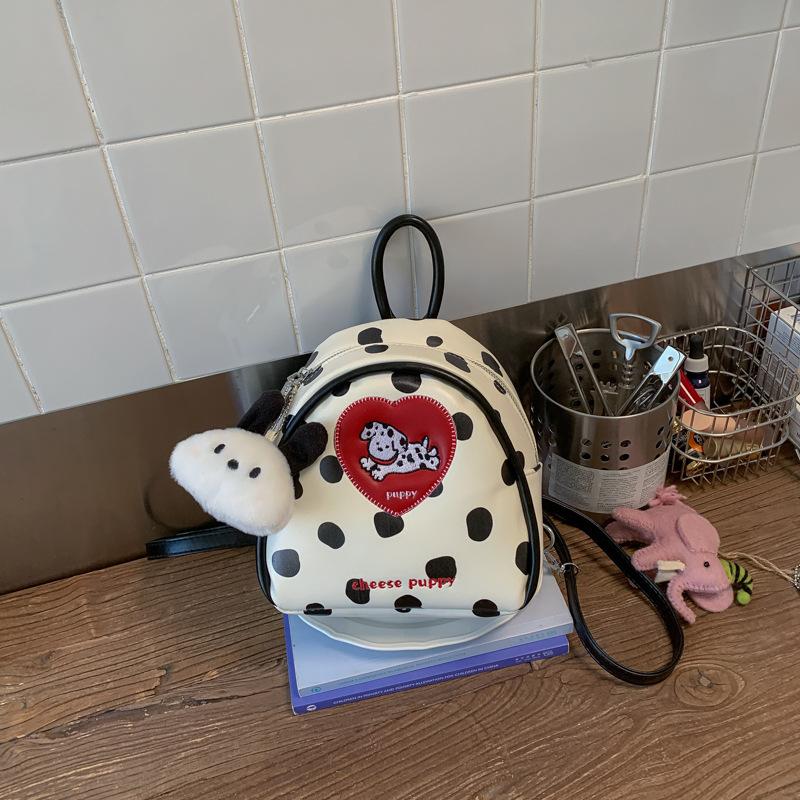 Schoolbag popular red puppy polka dot foreign style backpack original niche cute bag women's versatile handbag mini bag