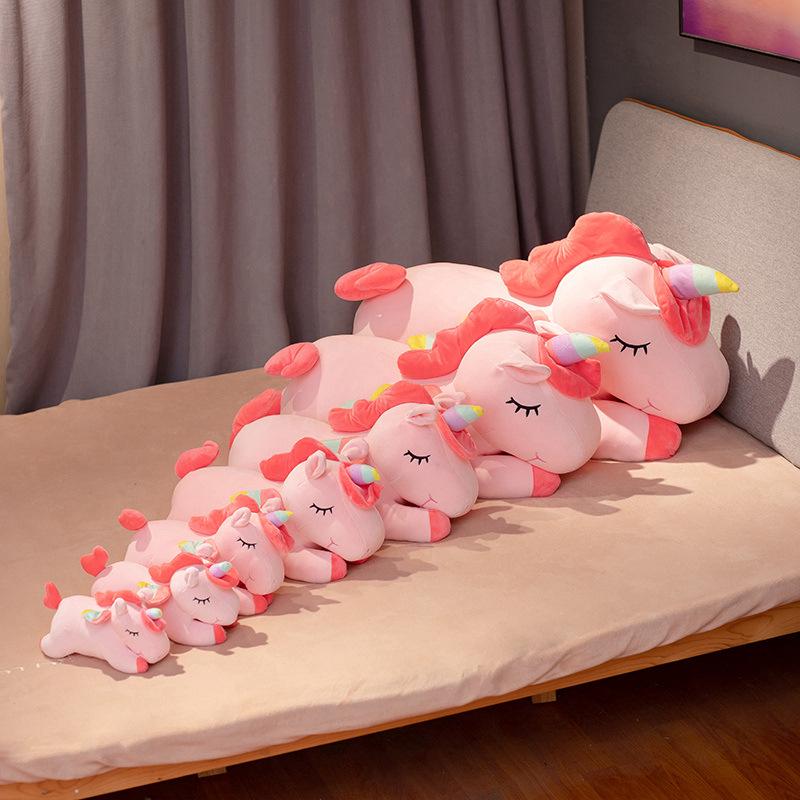 Rainbow Unicorn Plush Pillow - Large, Soft & Pink Sleep Companion for Kids