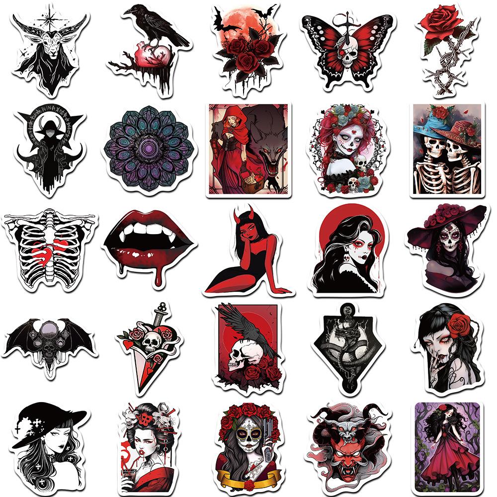 10 30 50Pcs Punk Horror Gothic Skull Witch Stickers Vintage Decals Laptop Motorcycle Skateboard Phone Cool Waterproof Sticker