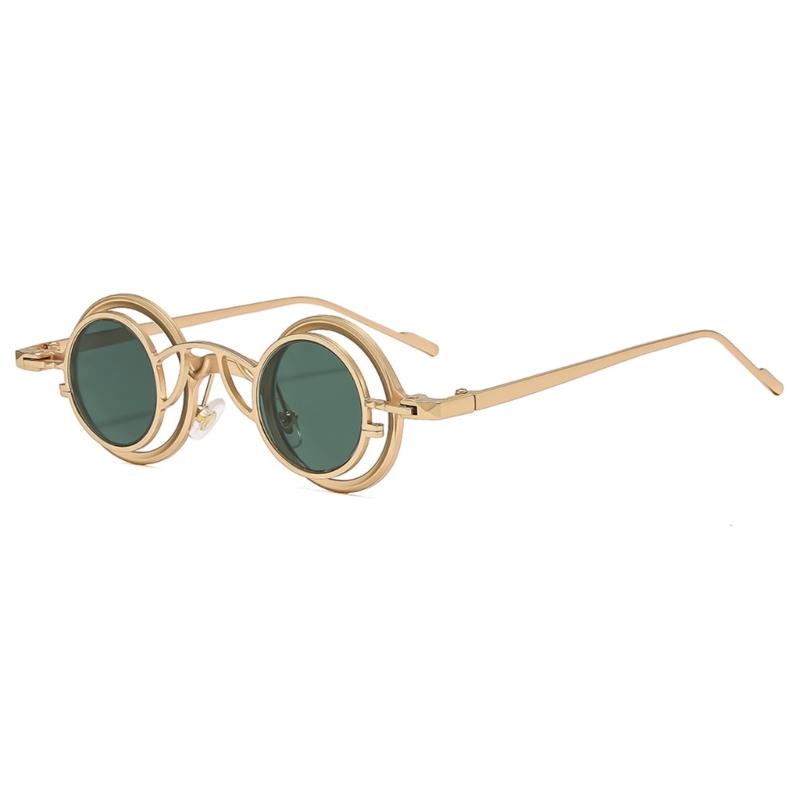 Round Metal Frame Sunglasses Retros Trendy Light Weight Sunglasses with Sun Protecting for Outdoor Activity