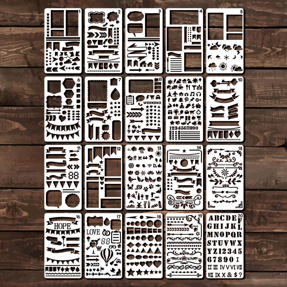 Handbücher, Ausgestanzte Malvorlagen, DIY-Tagebücher, Scrapbooks, Fotoalbum-Gestaltung, Formgrafiken, Plastikschablonen